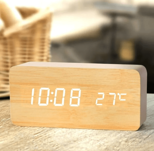 Reloj despertador Digital de&nbsp;madera